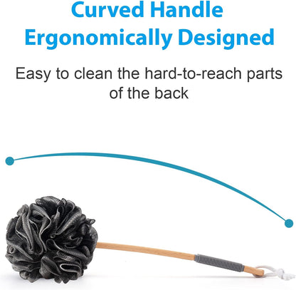 AmazerBath_Shower_Sponge_Loofah_Back_Scrubber,_PE_Soft_Mesh_Loofah_Body_Scrubber_with_Long_Wooden_Handle,_Bath_Sponge_for_Men_Women_(Black)