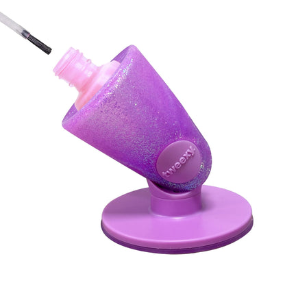 tweexy Hinge Untippable Nail Polish Bottle Holder | Anti-Spill Nail Polish Holder Stand, Tilted, Smartgrip Airlock Suction | Fingernail Painting, Nail Art, Manicure &amp;amp; Pedicure, Nail Polish Accessories (Opal Sparkle)