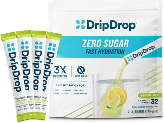 DripDrop_Sugar_Free_Hydration_Packets_-_Zero_Lemon_Lime_-_Single_Serve_Electrolytes_Powder_Drink_Mix_-_Non-GMO,_Gluten_Free,_Vegan_-_32_Sticks