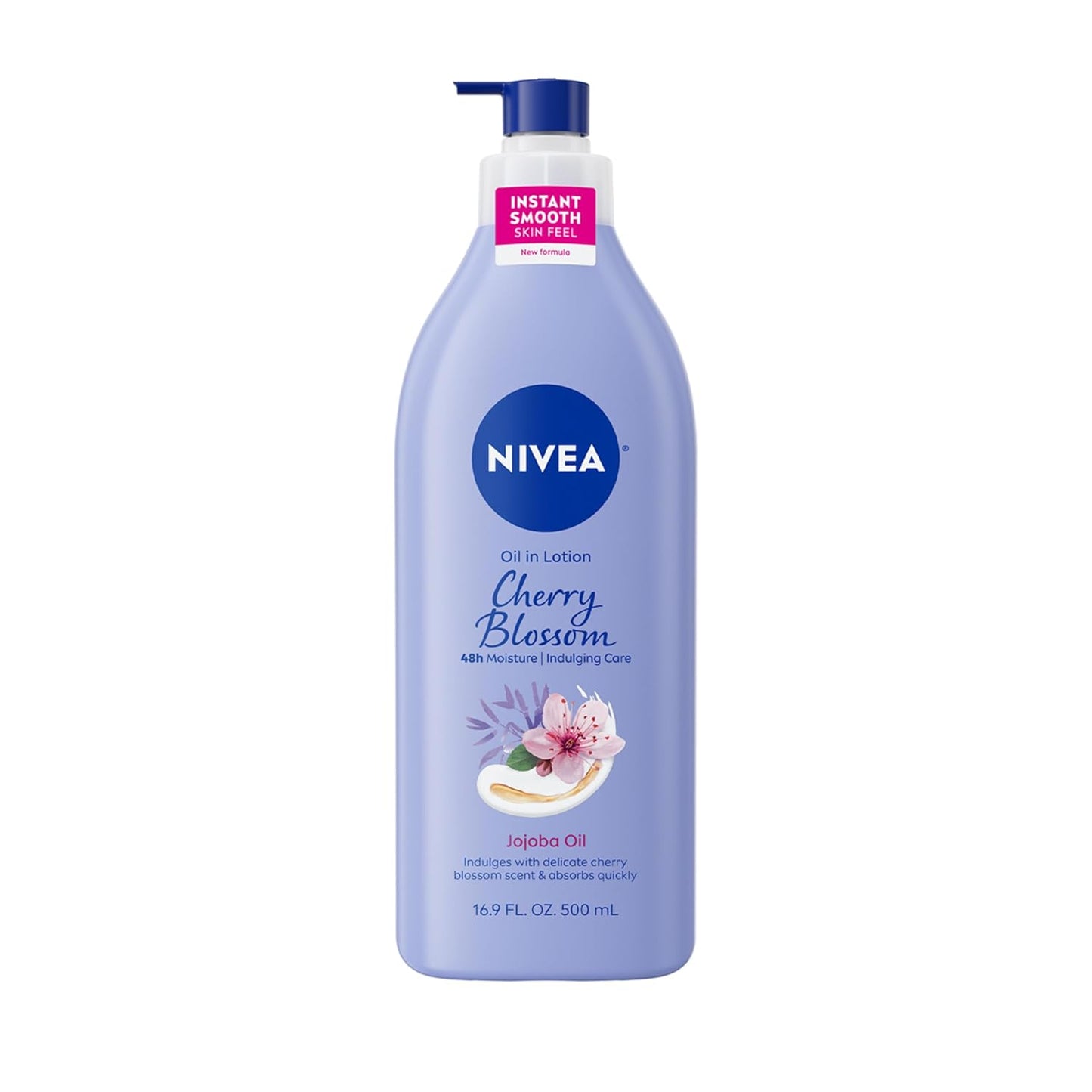NIVEA_Oil_Infused_Cherry_Blossom_and_Jojoba_Oil_Body_Lotion_for_Women,_Fast-Absorbing_and_Non-Greasy_Cherry_Blossom_Scented_Lotion_Moisturizes_for_48_Hours,_16.9_Fl_Oz_Pump_Bottle