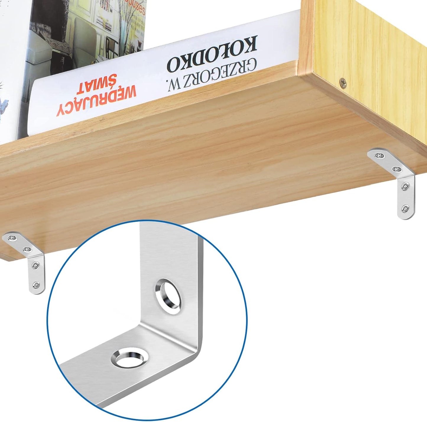 16_Pcs_L_Bracket_Stainless_Steel_Corner_Brace_Sets,_90_Degree_Right_Angle_Brackets_with_64_Pcs_Screws,_L_Bracket_Firmware_for_Wooden_Shelves,_Chairs,_Tables,_Dressers,_Furniture_(Silver)