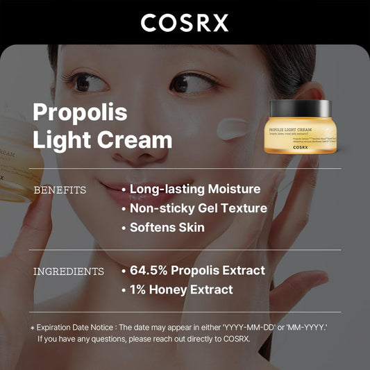COSRX_Full_Fit_Propolis_Light_Cream,_2.19_Fl.oz_/_65ml,_Propolis_64.5%,_Hydrating_Daily_Day_and_Night_Moisturiser,_Korean_Skin_Care,_Not_Tested_on_Animals