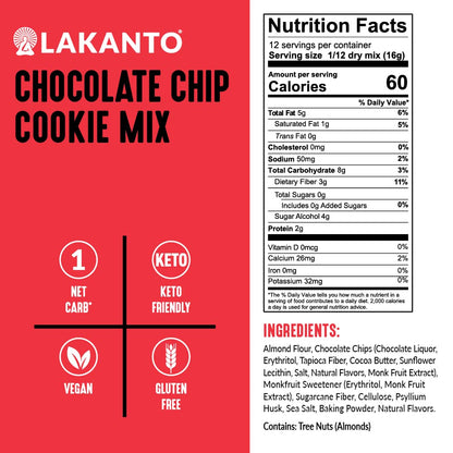 Lakanto_Sugar_Free_Chocolate_Chip_Cookie_Mix_-_Sweetened_with_Monk_Fruit_Sweetener,_Gluten_Free,_Keto_Diet_Friendly,_Vegan,_2g_Net_Carb,_Almond_Flour,_Sea_Salt_(12_Cookies)