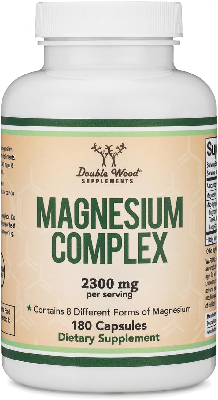 Magnesium_Complex_Supplement_180_Capsules_(426mg_Elemental_Magnesium_Provided_by_2,300mg_of_Eight_Different_Forms_of_Magnesium)_MAG-8_Provides_100%_Daily_Recommended_Value_of_Magnesium_by_Double_Wood