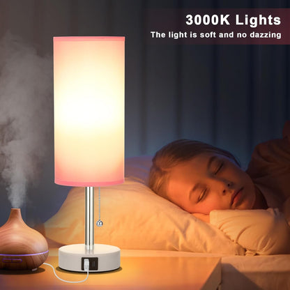 Hong-in_Pink_Bedside_Lamp_-_3_Color_Modes,_Small_Lamp_with_USB-C_and_USB-A_Charging_Ports,_Pull_Chain,_Nightstand_Light_for_Bedroom,_Office,_Kids_Room_(Bulb_Included)