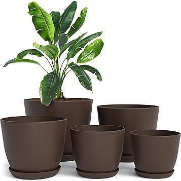 Utopia_Home_-_Plant_Pots_Indoor_with_Drainage_7/6.6/6/5.3/4.8_Inches_Flower_for_Planter_5_Pack_Plastic_Planters_Ideal_Stocking_Stuffers_or_Christmas_Decorations