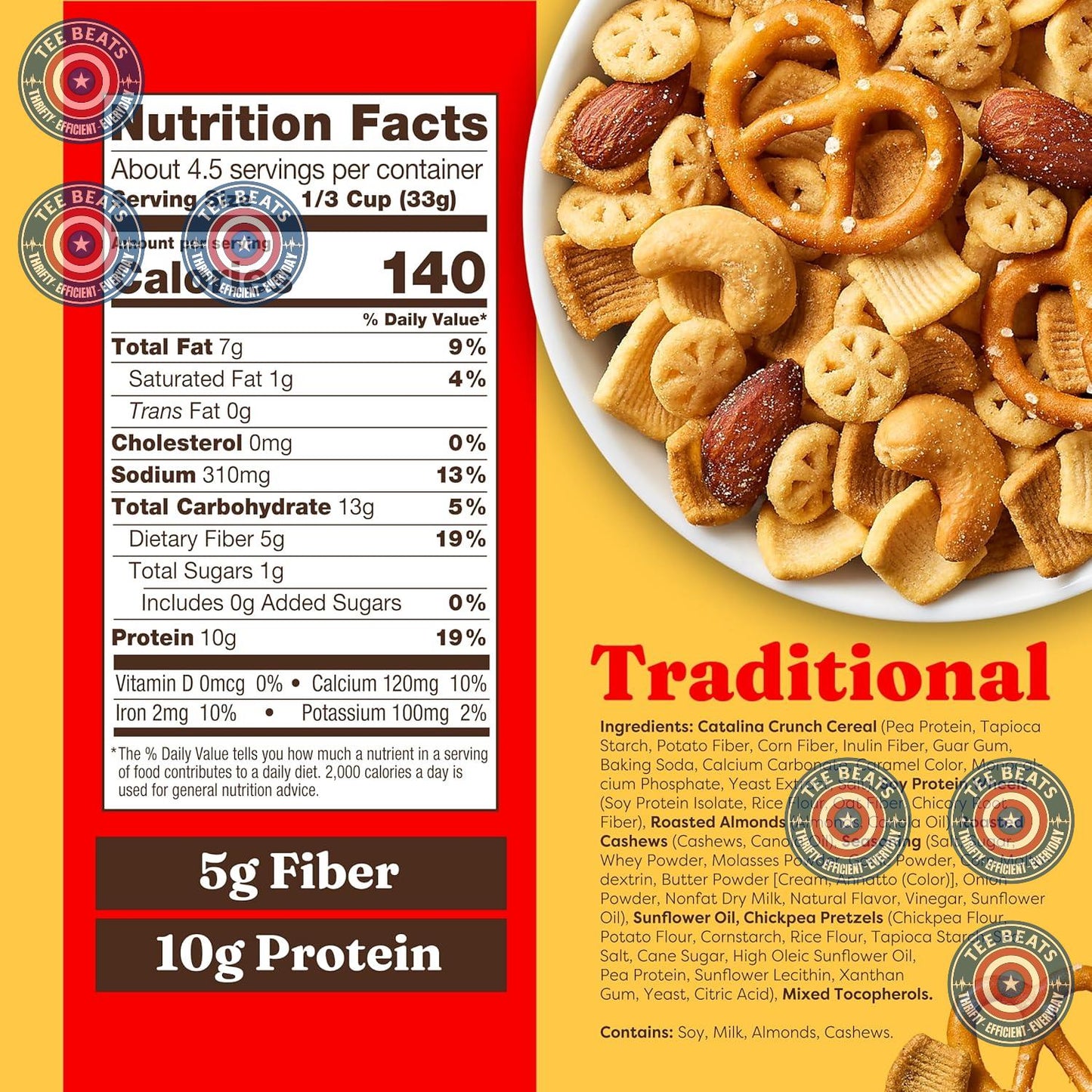 Catalina_Crunch_Protein_Snack_Mix_-_10g_Protein,_1g_Sugar_per_Serving_-_Good_Source_of_Fiber,_Keto,_Gluten_Free_-_Traditional,_5.25_Ounce_Bag_(Pack_of_1)