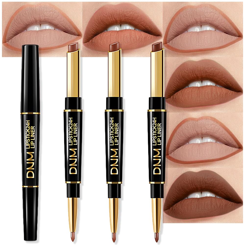evpct_3Pcs_Chestnut_Nude_Brown_Matte_Lip_Liner_and_Lipstick_Combo_Set_Kit_for_Women_DNM_Antique_Rose_Magic_Lipstick_24_Hours_Original_Lip_Liner_Makeup_Stain_Long_Lasting_Waterproof_Smudge_labial_Gentle_Gloss_Lipgloss_Luxury_Nourishing_Pack_Cosmetic_Glossy