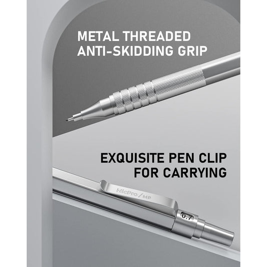 Nicpro_2_PCS_Mechanical_Pencil_0.5mm_&_0.7_mm_with_Case,_MP1000_Metal_Artist_Pencil_Set_with_4_Tubes_HB_Lead_Refills,_2_Erasers,_9_Eraser_Refills_For_Art_Writing_Drafting,_Drawing,_Sketch