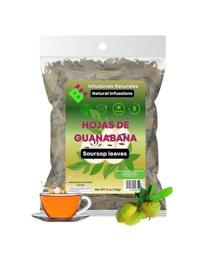 Guanabana_Hojas_(Soursop_Leaves_Tea)_–_Jumbo_4_oz_100%_Natural,_Vegan,_Non-GMO,_Wildcrafted_&_Authentic_Caffeine-Free_Herbal_Tea_Makes_30+_Cups_Beverage