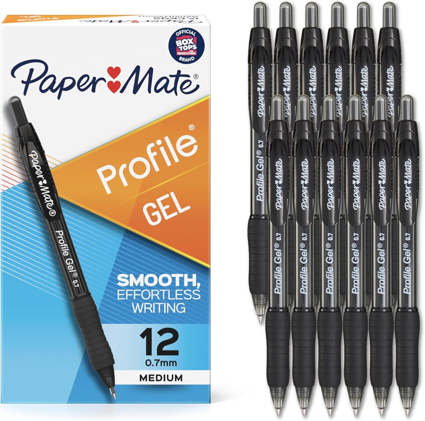 Paper_Mate_Gel_Pen_Profile_Retractable_0.7mm_Black_12_Count