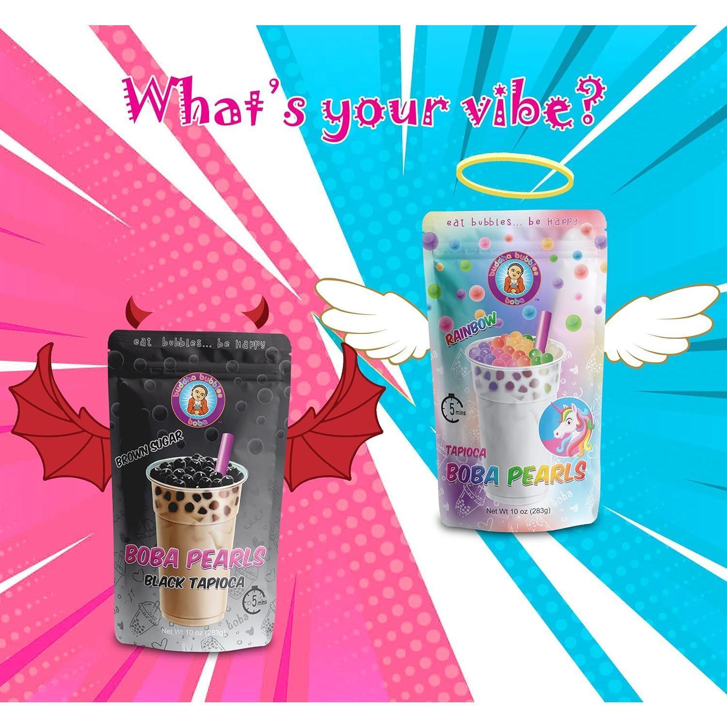 RAINBOW_BOBA_Tea_Real_Tapioca_Pearls_Ready_in_5_Minutes_by_Buddha_Bubbles_Boba_(10_Ounce)