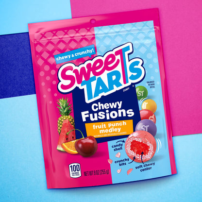 SweeTARTS_Chewy_Fusions_Candy,_Fruit_Punch_Medley,_9_Ounce_Snack_Bonbon_Tangy_Strawberry_Cherry_Berry