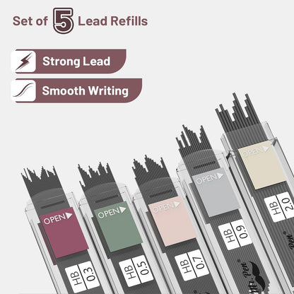 Mechanical_Pencil_Set_with_Leads_and_Eraser_Refills,_5_Sizes_-_0.3,_0.5,_0.7,_0.9_and_2_Mm,_for_Drafting,_Drawing_and_Sketching