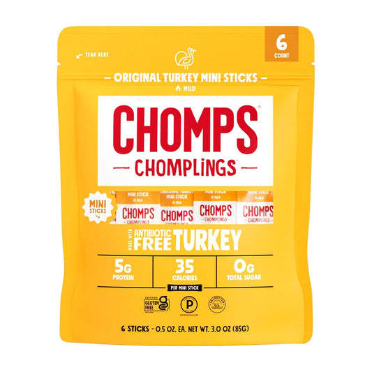 CHOMPS_MINI_Free_Range_Turkey_Jerky_Meat_Snack_Sticks,_Original_Turkey,_0.5_Ounce_(Pack_of_6)