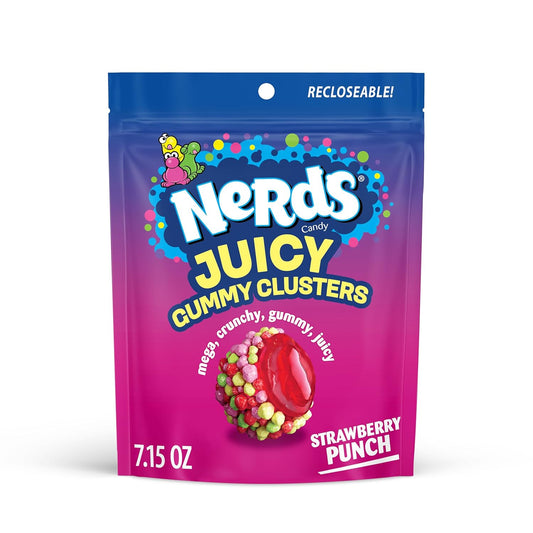NERDS_Juicy_Gummy_Clusters,_Strawberry_Punch,_Juicy_and_Gummy_Candy,_1_Stand_Up_Bag,_for_Snacking_and_Sharing,_7.15_oz