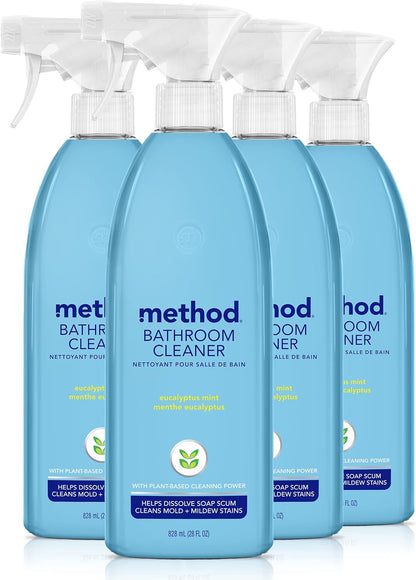 Method_Bathroom_Cleaner,_Removes_Mold_+_Mildew_Stains,_Eucalyptus_Mint,_28_Fl_Oz_(Pack_of_4)