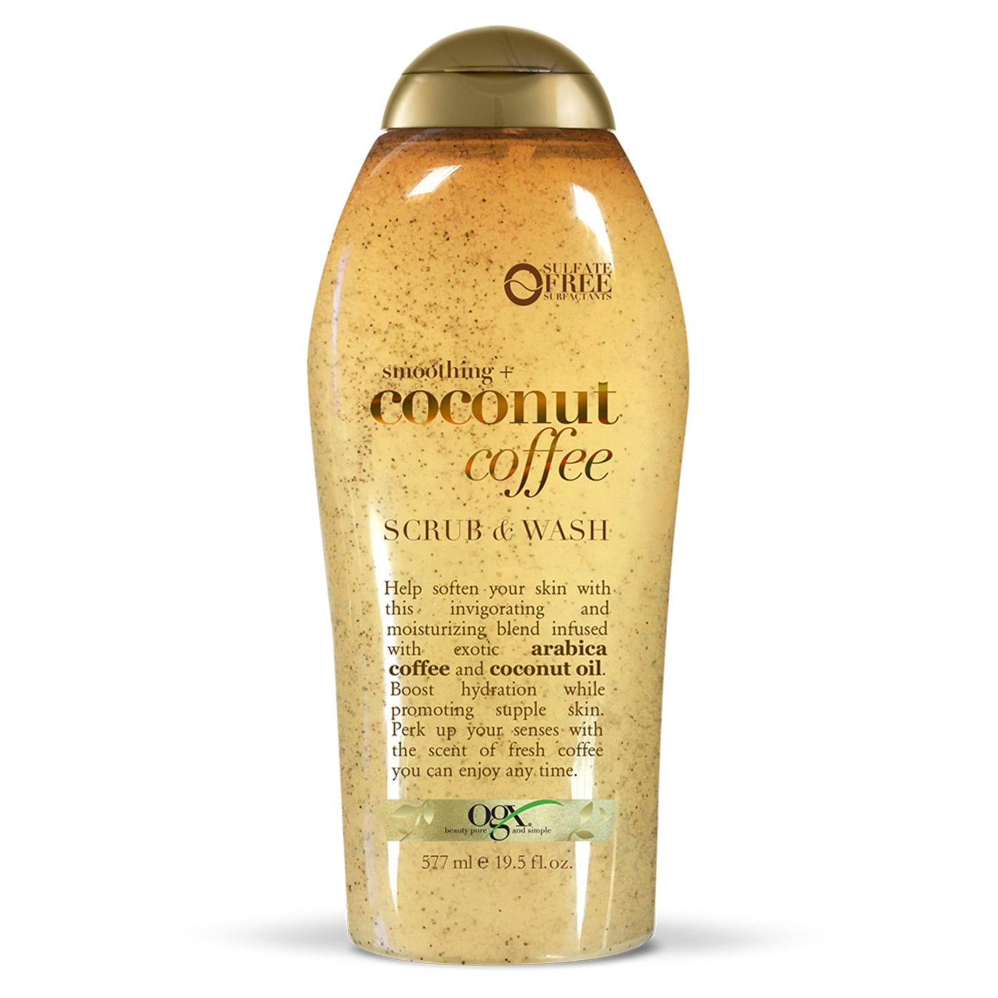 OGX Smoothing + Coconut Coffee Exfoliating Body Scrub with Arabica Coffee &amp;amp; Coconut Oil, Moisturizing Body Wash for Dry Skin, Paraben-Free with Sulfate-Free Surfactants, 19.5 Fl Oz