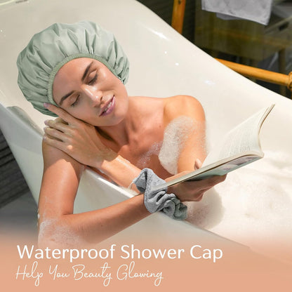 Yanibest_Shower_Cap_Reusable_Waterproof_-_Double_Layer_Shower_Caps_for_Women,_Washable_Shower_Bonnet_with_Soft_Non-Slip_Elastic_Band,_Bath_Hair_Hat_for_Most_Hair_Types