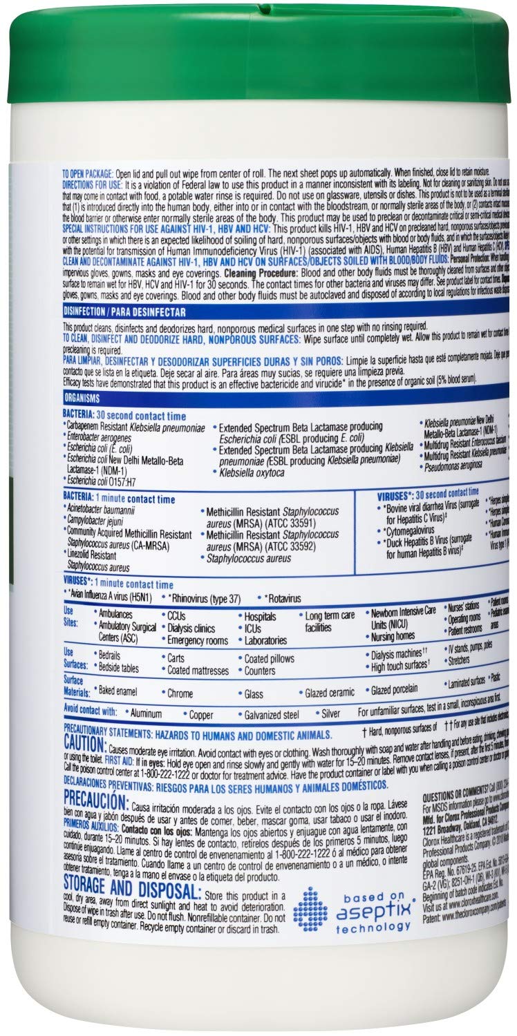 Clorox_Healthcare_Hydrogen_Peroxide_Cleaner_Disinfectant_Wipes,_6.75"_x_9",_95_Count_(Package_May_Vary)