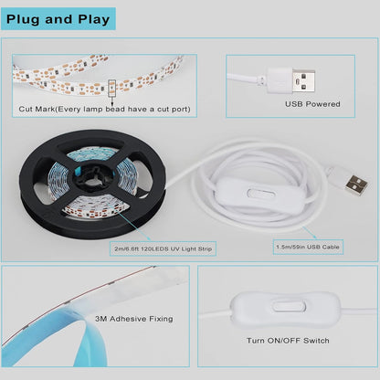 6.6ft_Black_Light_LED_Strips,_120_Lamp_Beads,_USB_Cable_1.5m_LED_Black_Light_Strip_Kit,_DC5V_10W_Flexible_Blacklight_strip_lights,_Non-Waterproof_UV_Light_Strip_for_Indoor,_TV_Decor,_Party,_Halloween