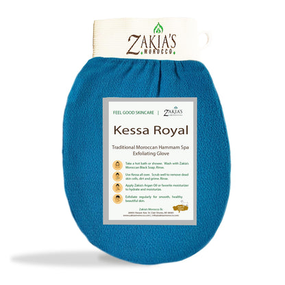 Original Kessa Exfoliating Glove - Teal Blue - Microdermabrasion Exfoliating Mitts, Removes unwanted dead skin, dirt and grime and Keratosis Pilaris. Great for spray tan removal. 1 unit