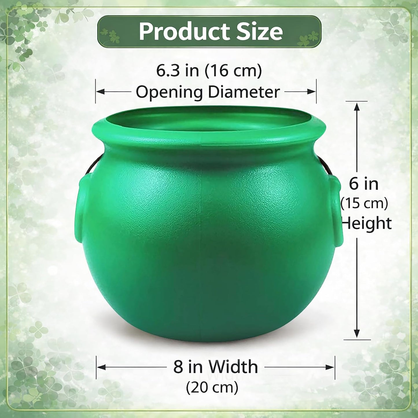 GIFTEXPRESS_8"_Green_Cauldron_Kettle_for_St_Patrick_Day,_Mardi_Gras,_Halloween,_Pot_of_Gold_Pot,_Lucky_Leprechaun_Kettle,_Plastic_Cauldron