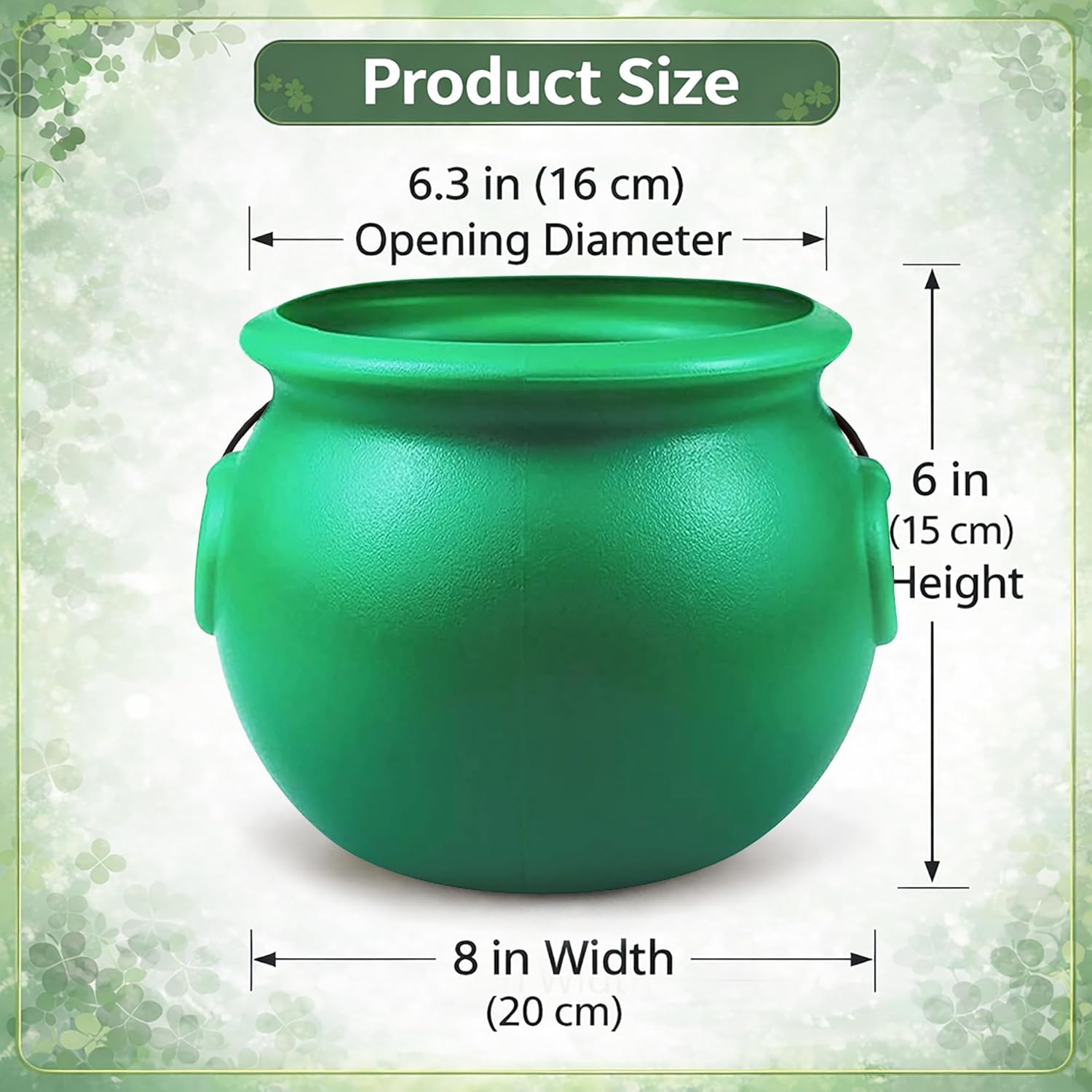 GIFTEXPRESS_8"_Green_Cauldron_Kettle_for_St_Patrick_Day,_Mardi_Gras,_Halloween,_Pot_of_Gold_Pot,_Lucky_Leprechaun_Kettle,_Plastic_Cauldron