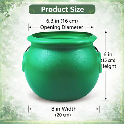 GIFTEXPRESS_8"_Green_Cauldron_Kettle_for_St_Patrick_Day,_Mardi_Gras,_Halloween,_Pot_of_Gold_Pot,_Lucky_Leprechaun_Kettle,_Plastic_Cauldron