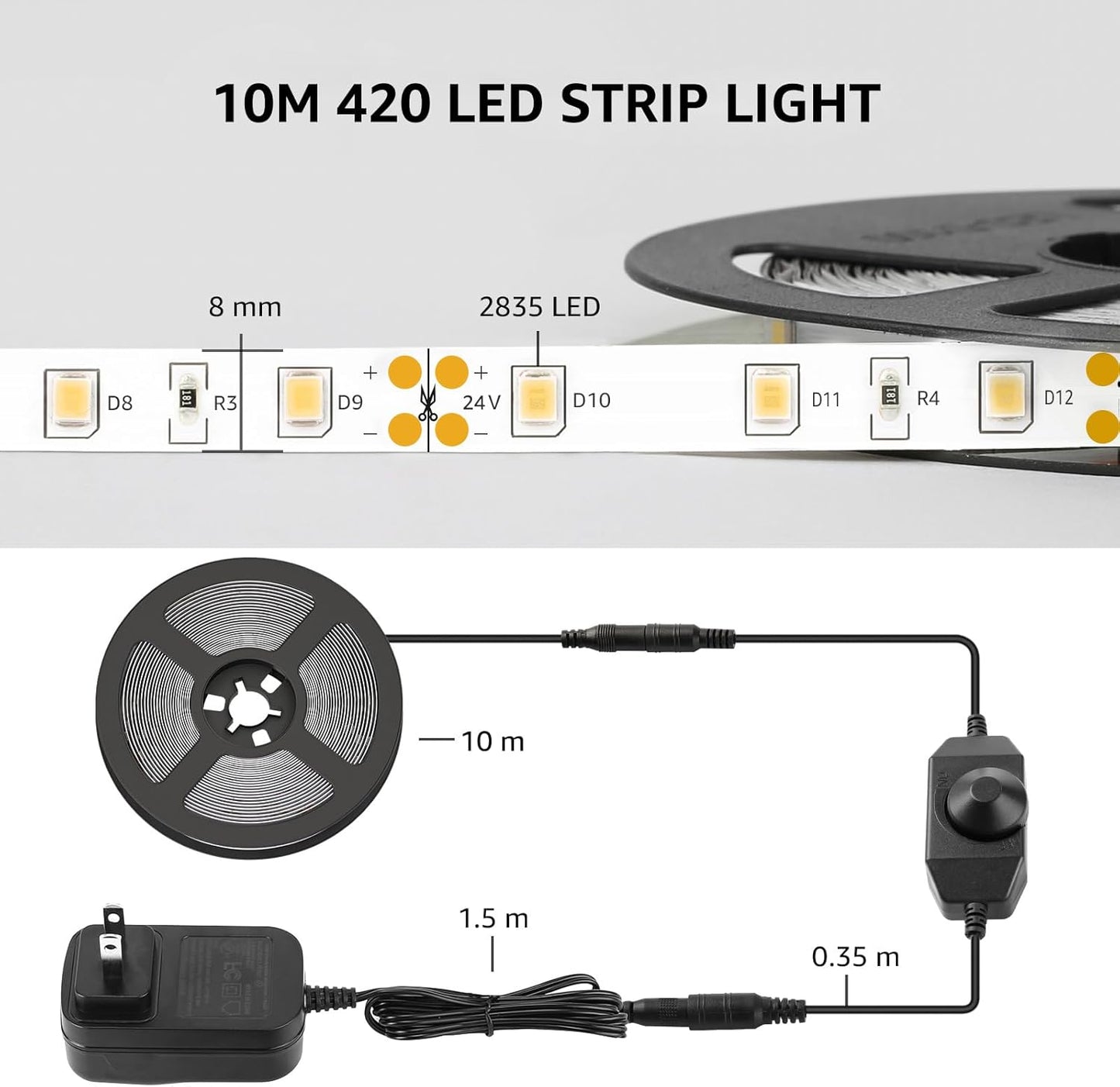 Lepro_LED_Strip_Light,_16.4_ft/32.8Ft_Dimmable_Vanity_Lights,_6000K_Super_Bright_LED_Tape_Lights,_420_LEDs_SMD_2835,_Strong_3M_Adhesive,_Suitable_for_Home,_Kitchen,_Under_Cabinet,_Bedroom,_Daylight_White