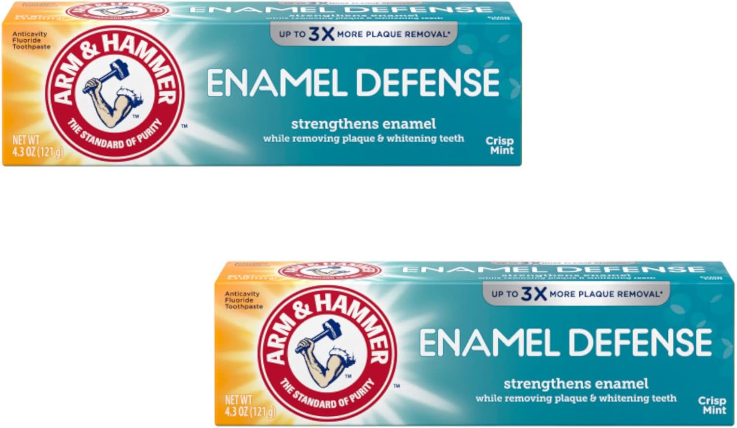 ARM_&_HAMMER_Enamel_Defense_Fluoride_Anticavity_Toothpaste_Fresh_Mint_4.3_oz_(Packs_of_2)