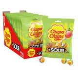 Chupa Chups SOUR Lollipops, Variety Pack, Lemon, Strawbery & Apple Flavored, Individually Wrapped Bulk Sour Candy Suckers for Adults & Kids, Bag of 25