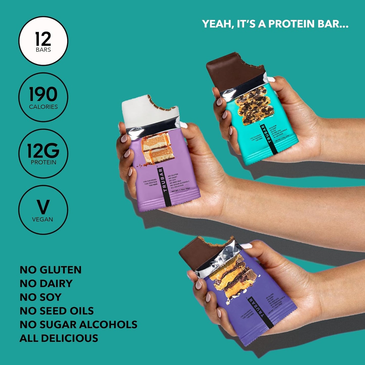 TRUBAR_Vegan_Protein_Bar_Variety_Pack,_Assorted_Flavors,_Peanut_Butter,_Macchiato,_Cookie_Dough,_Gluten_Free,_Vegan_Protein_Snacks,_12G_Plant-Based_Protein,_High_Fiber,_Healthy_Protein_Bars,_12_CT