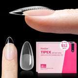 Beetles Tipex Instant Apex Nail Tips, Almond Medium, Built-In Apex, No Builder Gel Required, Thicker Strong Acrylic Tips for DIY Nail Extensions
