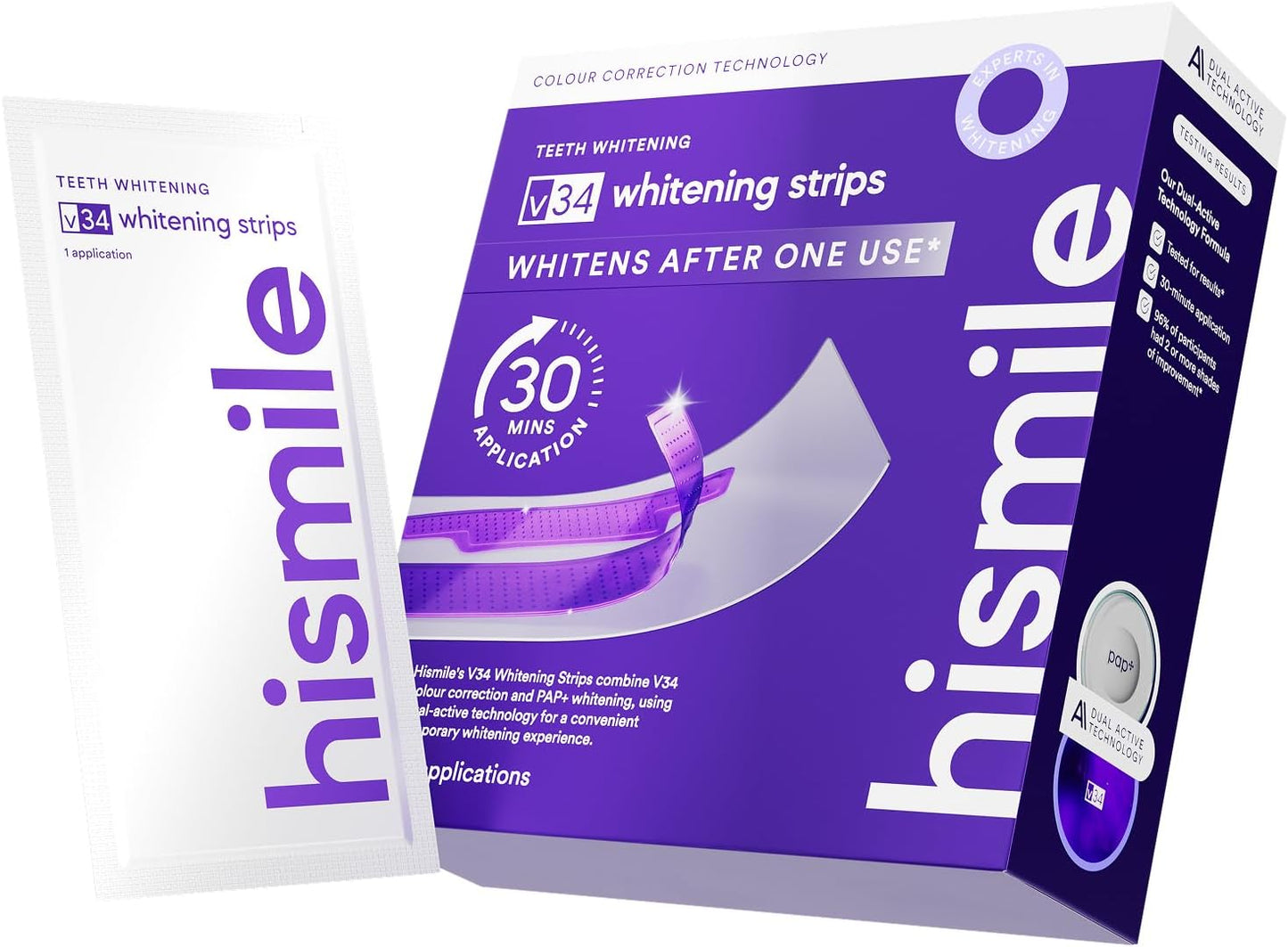 Hismile_V34_Whitening_Strips,_Teeth_Whitening_Strips,_Purple_Tooth_Whitening,_Purple_V34_Whitening_Strips,_Tooth_Stain_Treatment,_Combining_Whitening_and_Colour_Correction