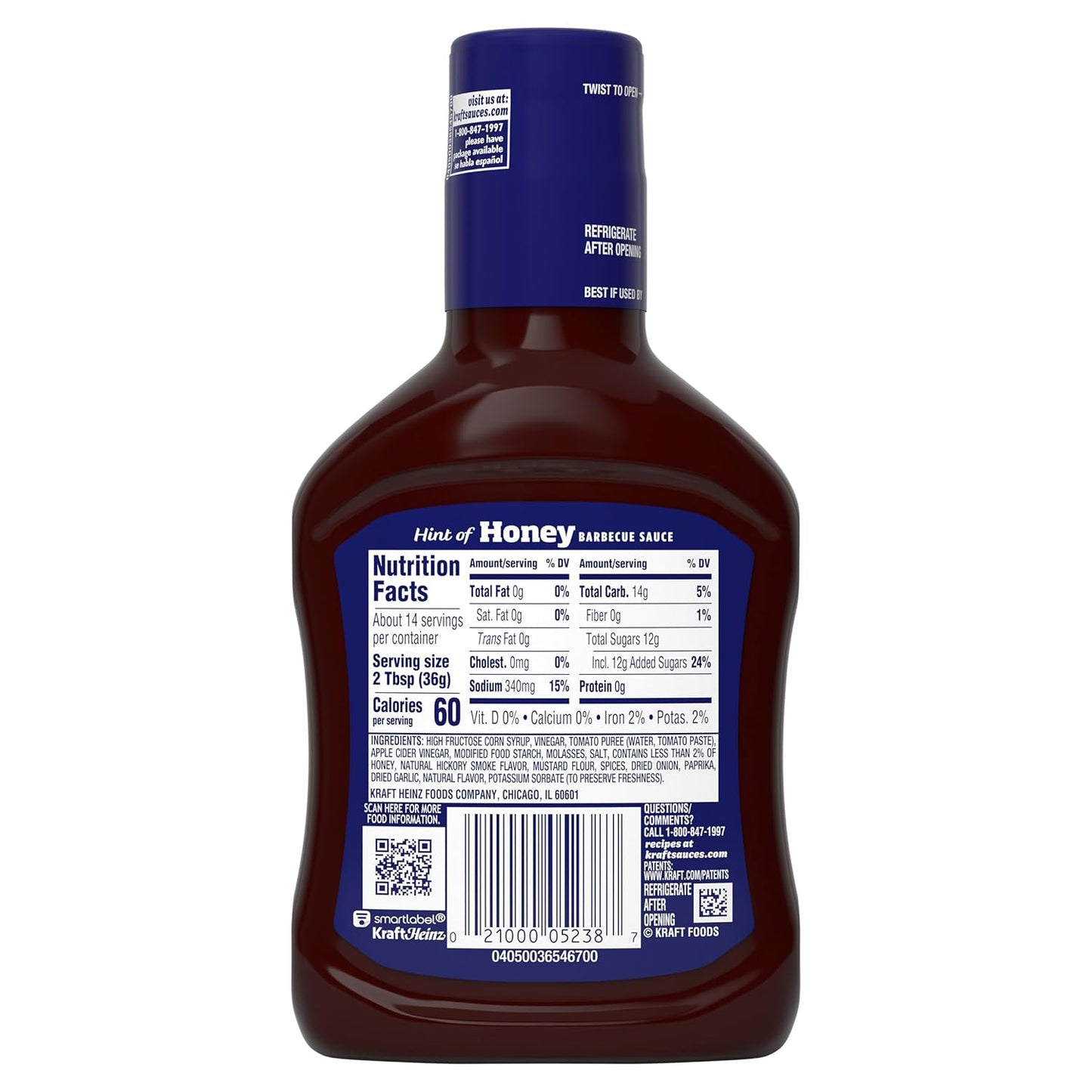 Kraft_Hint_of_Honey_Slow-Simmered_Barbecue_BBQ_Sauce,_18_oz_Bottle