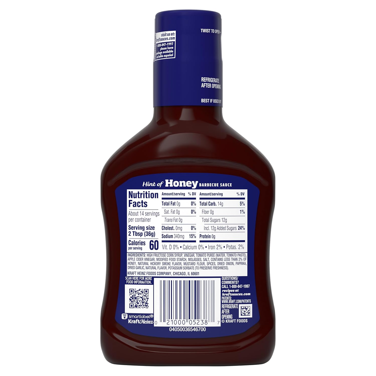 Kraft_Hint_of_Honey_Slow-Simmered_Barbecue_BBQ_Sauce,_18_oz_Bottle