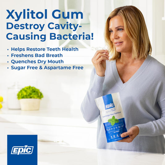 Epic_100%_Xylitol_Peppermint_Chewing_Gum_-_Sugar_Free,_Aspartame_Free_Dental_Gum_-_Supports_Oral_Health_&_Fresh_Breath_-_50_Pieces