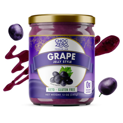 Keto Grape Jam by ChocZero - Sugar Free Preserves - Fruit Spread Concord Jelly with No Added Sugar (1 Jar, 12oz)