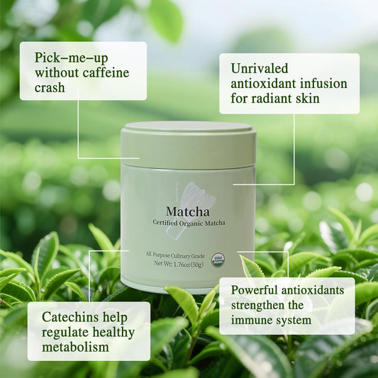 MatchAdmire_Premium_First_Harvest_USDA_Certified_Organic_Green_Tea_Matcha_Powder,_Rich_Flavor,_100%_Vegan_with_No_Fillers,_Radiation-Free_(50g_Culinary_Grade_Matcha)