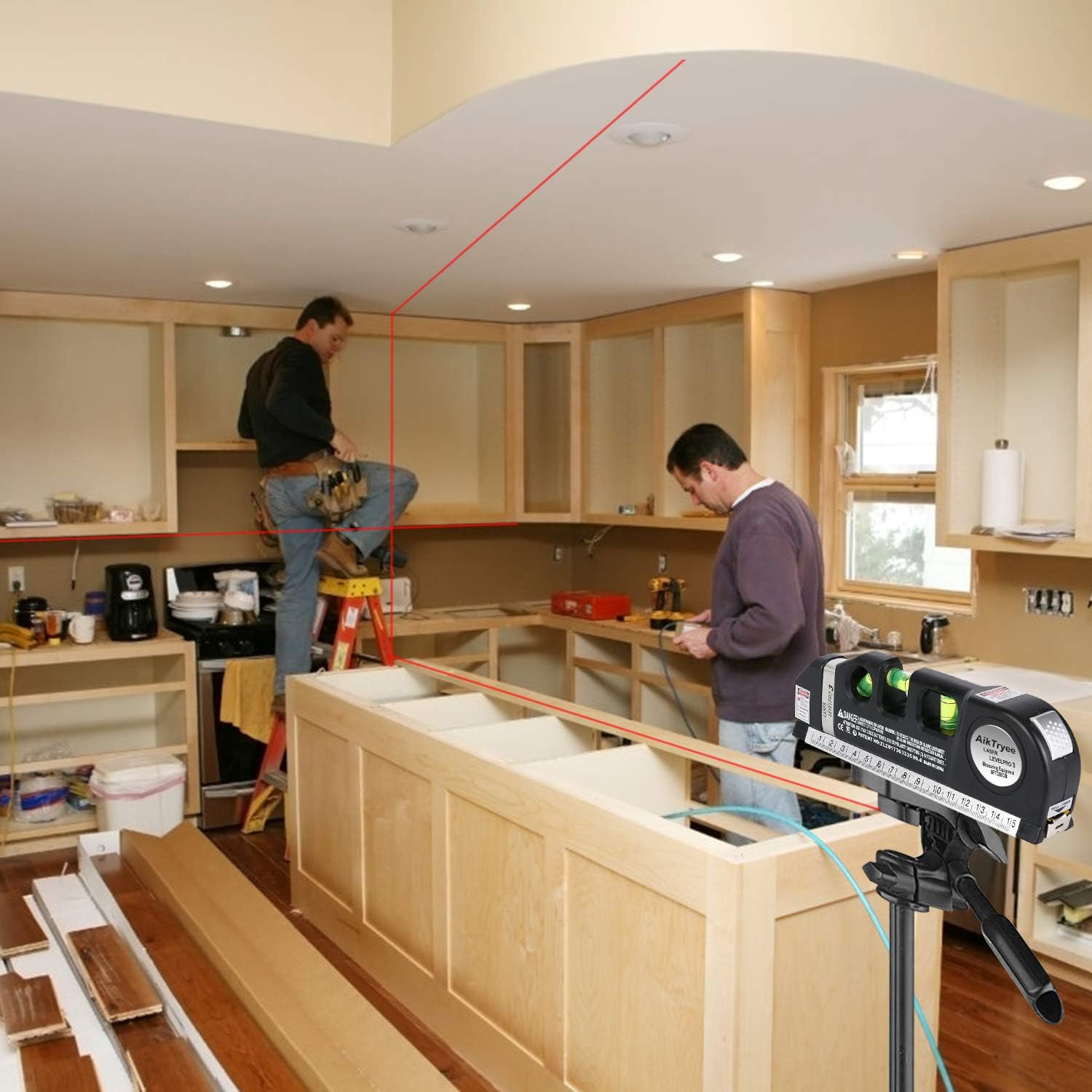 Laser_Level_Line_Tool,_Multipurpose_Laser_Level_Kit_Standard_Cross_Line_Laser_leveler_Beam_Tool_with_Metric_Rulers_8ft/2.5M_for_Picture_Hanging_cabinets_Tile_Walls_by_AikTryee.