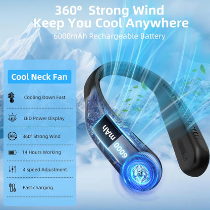 Portable_Neck_Fan,Hands_Free_Personal_Wearable_Bladeless_Fan,6000mAh_USB_Rechargeable,360°_Cooling,LED_Display,4-Speeds,Birthday_Gifts_for_Men_Women_Dad_Mom,Fathers_Day,Mothers_Day_Gifts_(Black)