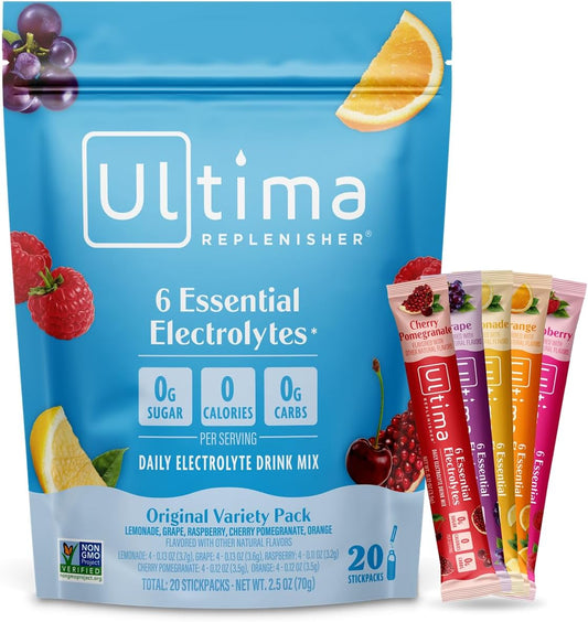 Ultima_Replenisher_Daily_Electrolyte_Powder_–_Original_Variety_Pack,_20_Stickpacks_–_Zero_Sugar_Hydration_Packets_with_6_Electrolytes_and_Minerals_–_Sugar_Free,_Plant_Based_&_Keto_Friendly​_Drink_Mix