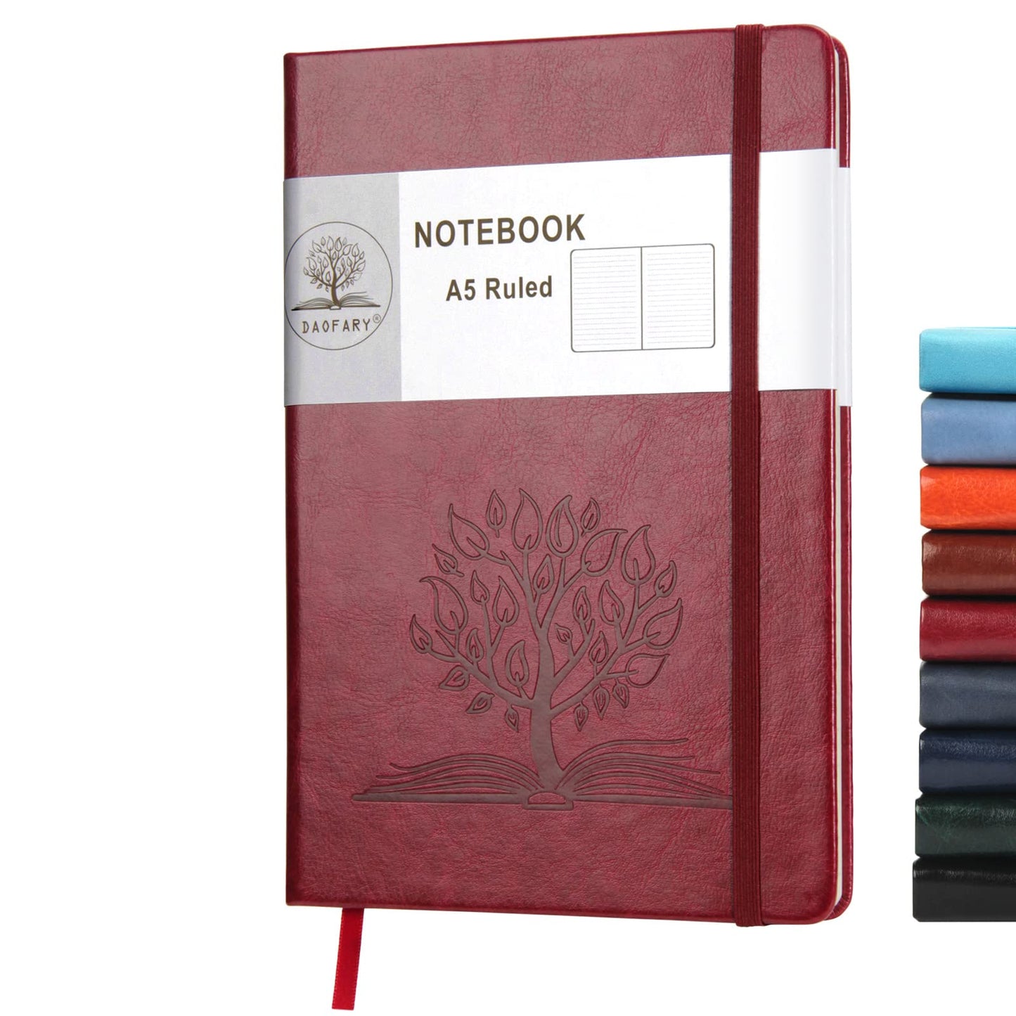 Daofary A5 Journal Notebook, Leather Ruled Notebooks 160 Pages Diary 100gsm Thick Paper Writing Hardcover Notebook with Pocket for Work Men Woman 8.4 x 5.7 in