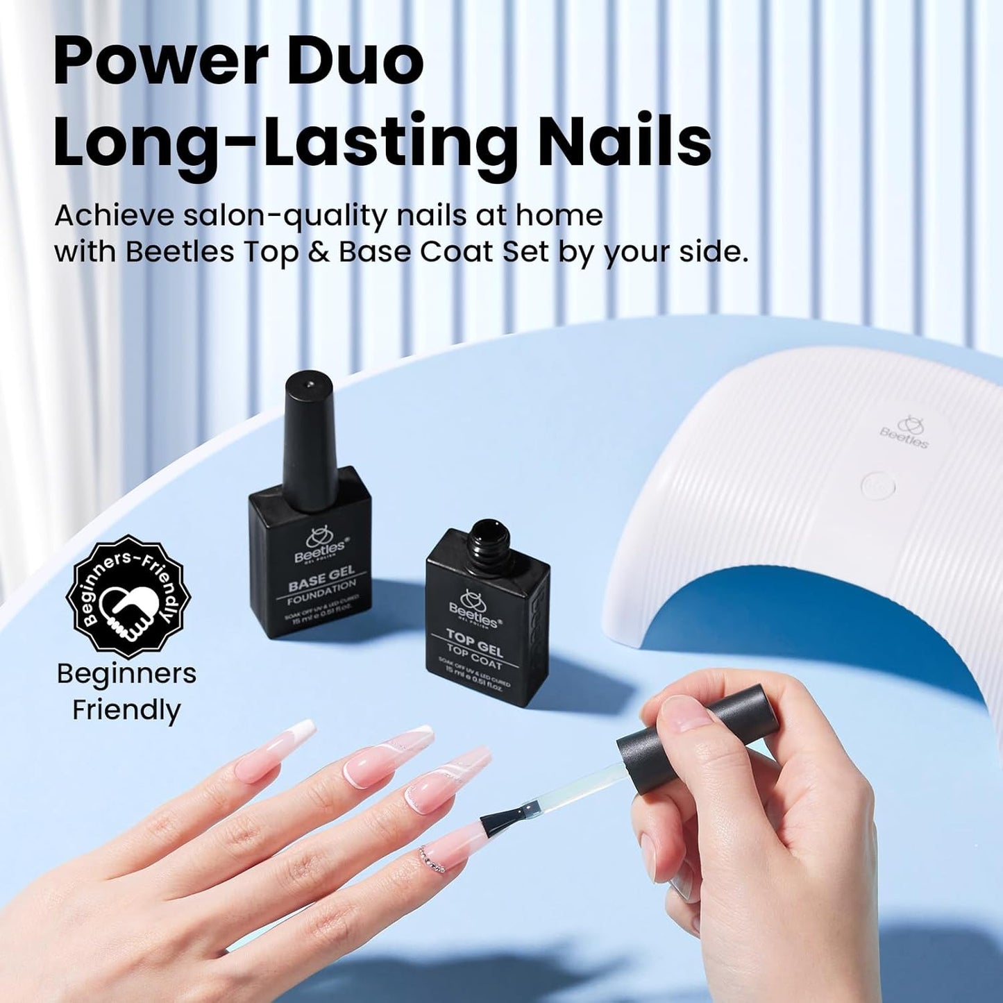Beetles_No_Wipe_Gel_Top_Coat_and_Base_Coat_Set_for_Gel_Nail_Polish_-_2Pcs_15ml_Super_Shiny_and_Long_Lasting_Soak_Off_UV/LED_Lamp_Nail_Art_Design_Gift