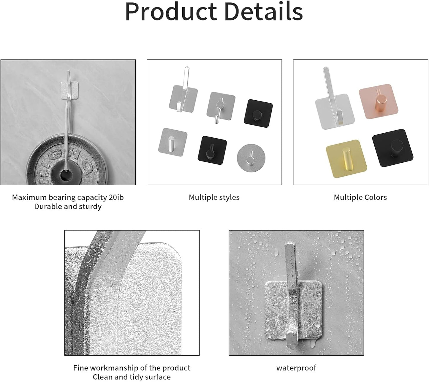 Paoli_Heavy_Duty_Adhesive_Hooks,Self-Adhesive_Hooks_Multiple_Colors_and_Styles_30_lb_Maximum_Load_for_Home_Schools_and_Offices_(4pc,_Gold)