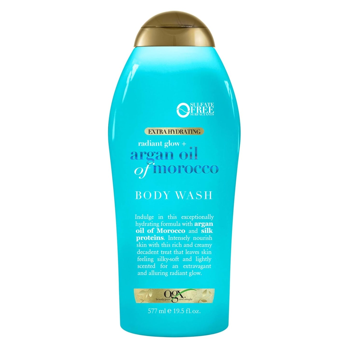 OGX_Radiant_Glow_+_Argan_Oil_of_Morocco_Extra_Hydrating_Body_Wash_for_Dry_Skin,_Moisturizing_Gel_Cleanser_for_Silky_Soft_Skin,_Body_Wash_for_Women,_Sulfate-Free_Surfactants,_19.5_fl_oz
