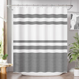 AmazerBath Shower Curtain, Washable Cloth Shower Curtain Sets with 12 Shower Curtain Hooks, Fabric Rustic Black and White Striped Curtain, Farmhouse Bathroom Curtains, 72x72 Inches