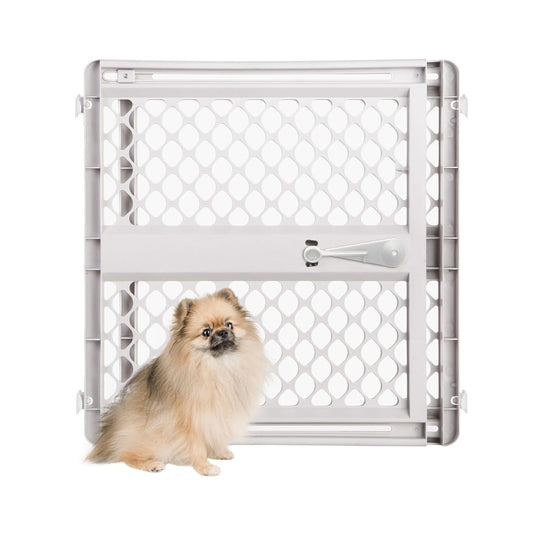 MYPET_Universal_Pet_Gate:_26”_-_42”_Wide_Dog_Gate_for_Doorways_with_Pressure_Fit_or_Swinging_Door_Hardware_Mounting_Types_Included:_26"_Tall;_Gray