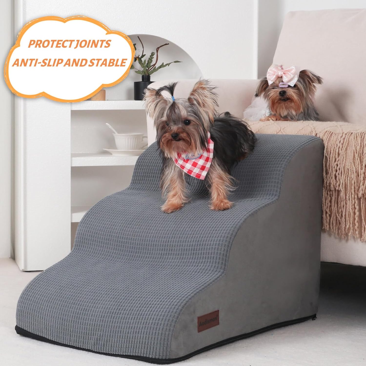 Aodisman_3-Step_Dog_Ramp_and_Stairs_for_Sofa_and_Chair_-_Non-Slip_Sturdy_Pet_Steps_for_Small_Dogs_and_Cats,15.7"_H,Grey
